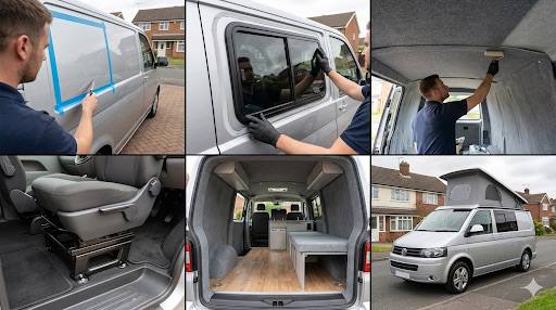 Window being pressed into van panel