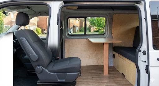Interior view of van with windows installed