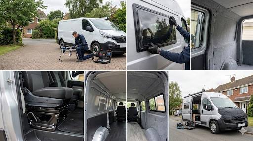 Inspecting fitted window with torch